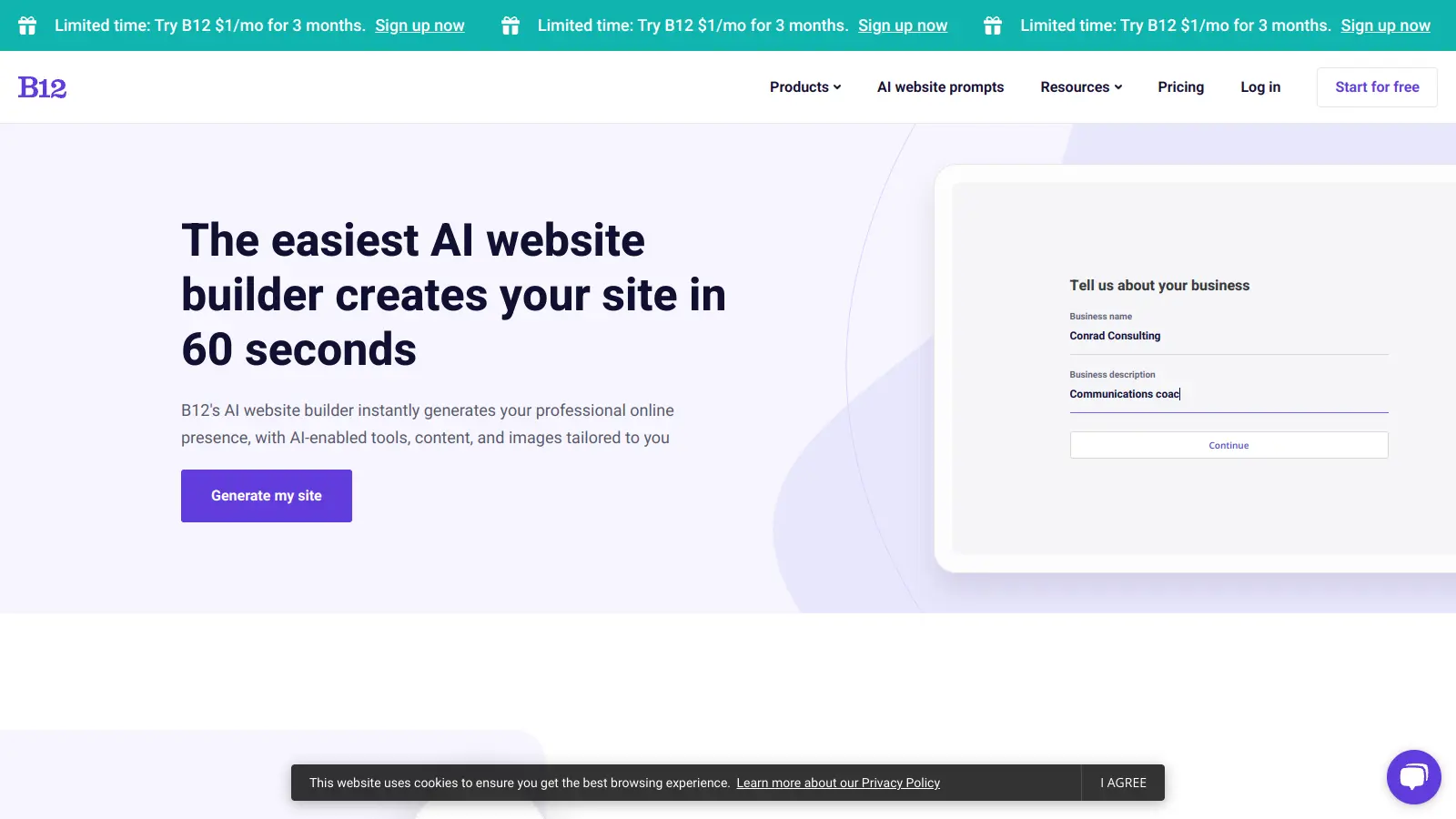 B12 AI Website Builder screenshot