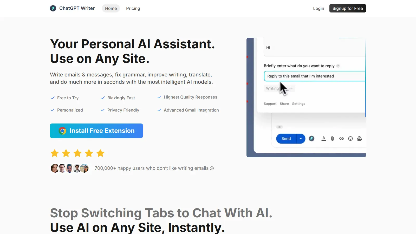 ChatGPT Writer screenshot