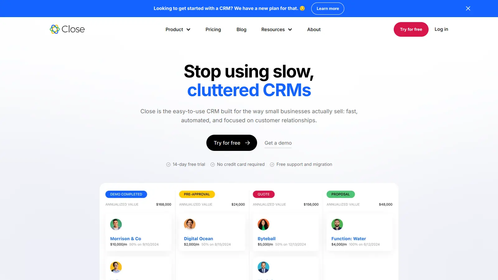 Close CRM screenshot