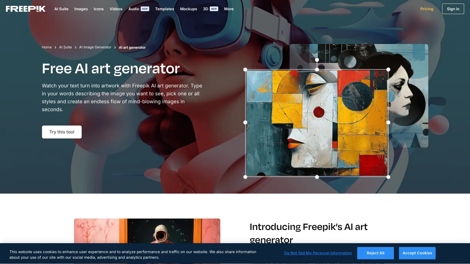 Freepik AI Image Generator screenshot