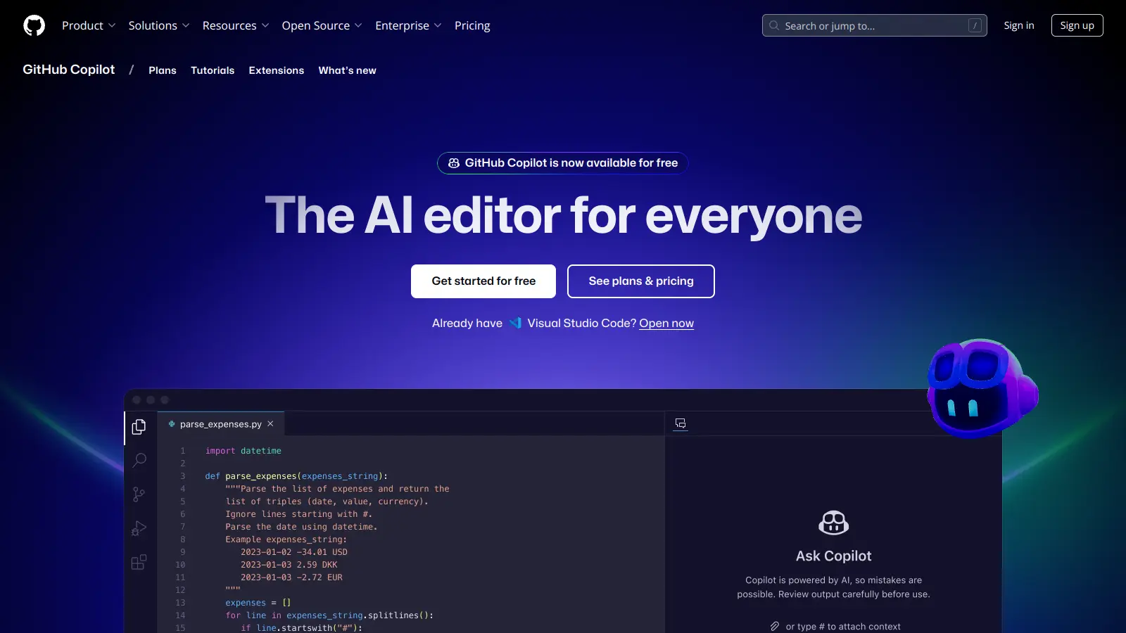 GitHub Copilot screenshot