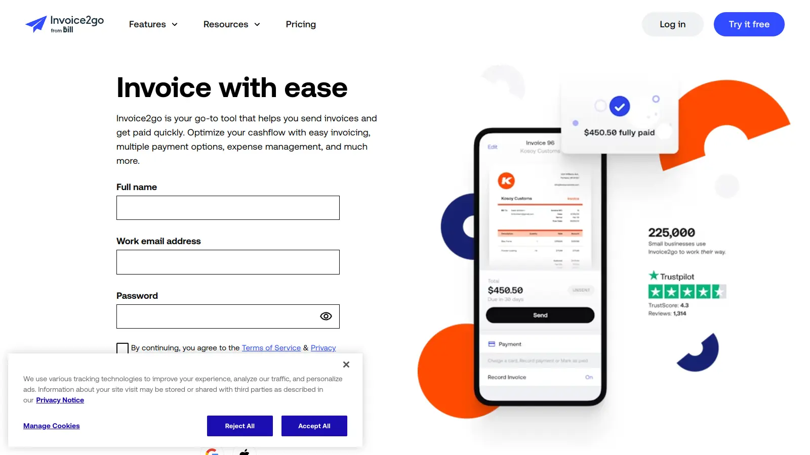 Invoice2go screenshot
