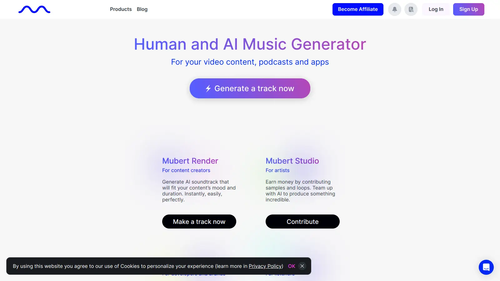 Mubert AI screenshot