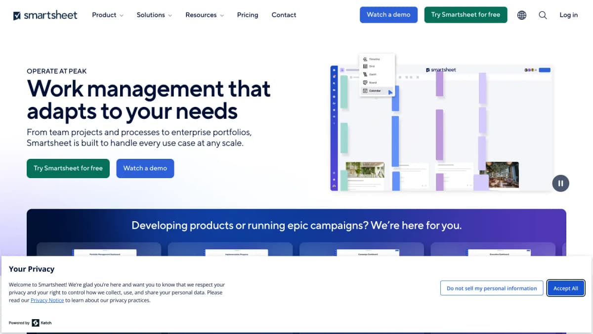 Smartsheet screenshot